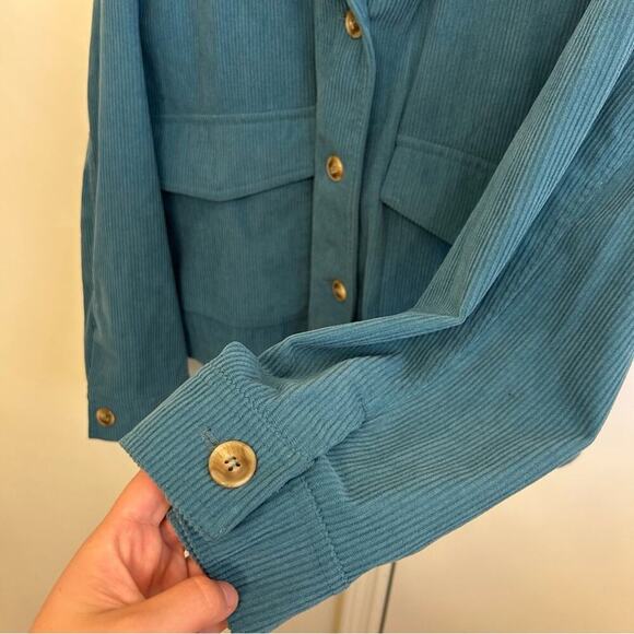 Anthropologie Avec Les Filles Corduroy Cropped Jacket Blue Women's Size L - Picture 5 of 9